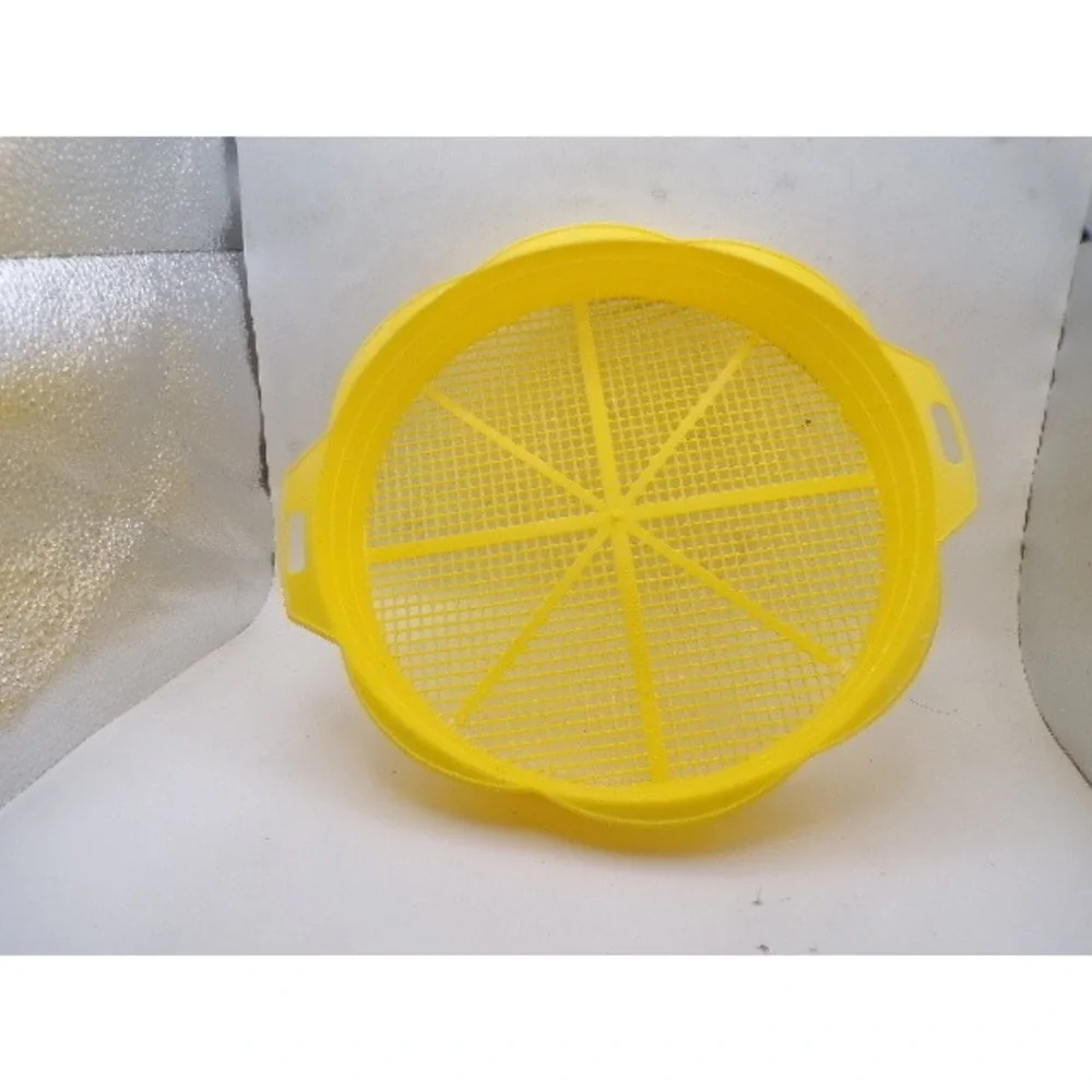 Vintage Style Yellow Plastic Round Flour Sifter Kitchen Strainer with Handles